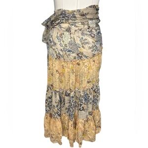 Dosa floral ruffled wrap skirt neutrals one size